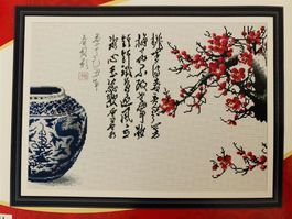 Kreuzstich Porzellan Vase mit Blumen 2