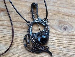 Kranich- / Vogel-Halskette, handgeformter Talisman