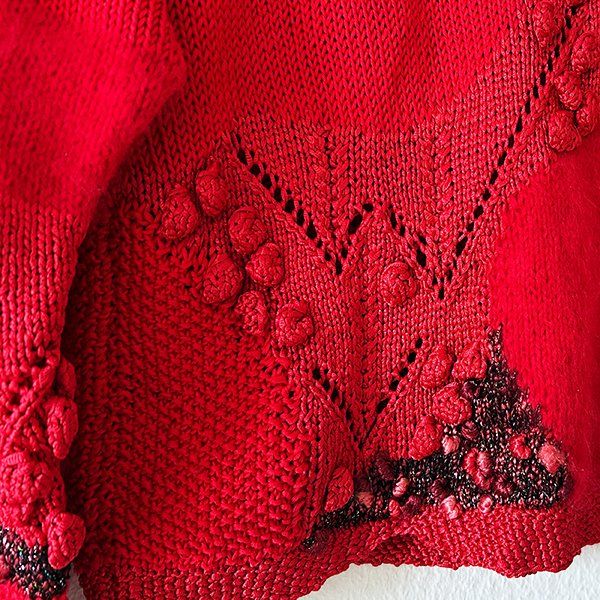 Pullover & Sweatshirts: ROT | Handgestrickter Pullover S | Strickpulli Vintage 90s – Gebraucht aus Engelburg von Rmueller 1