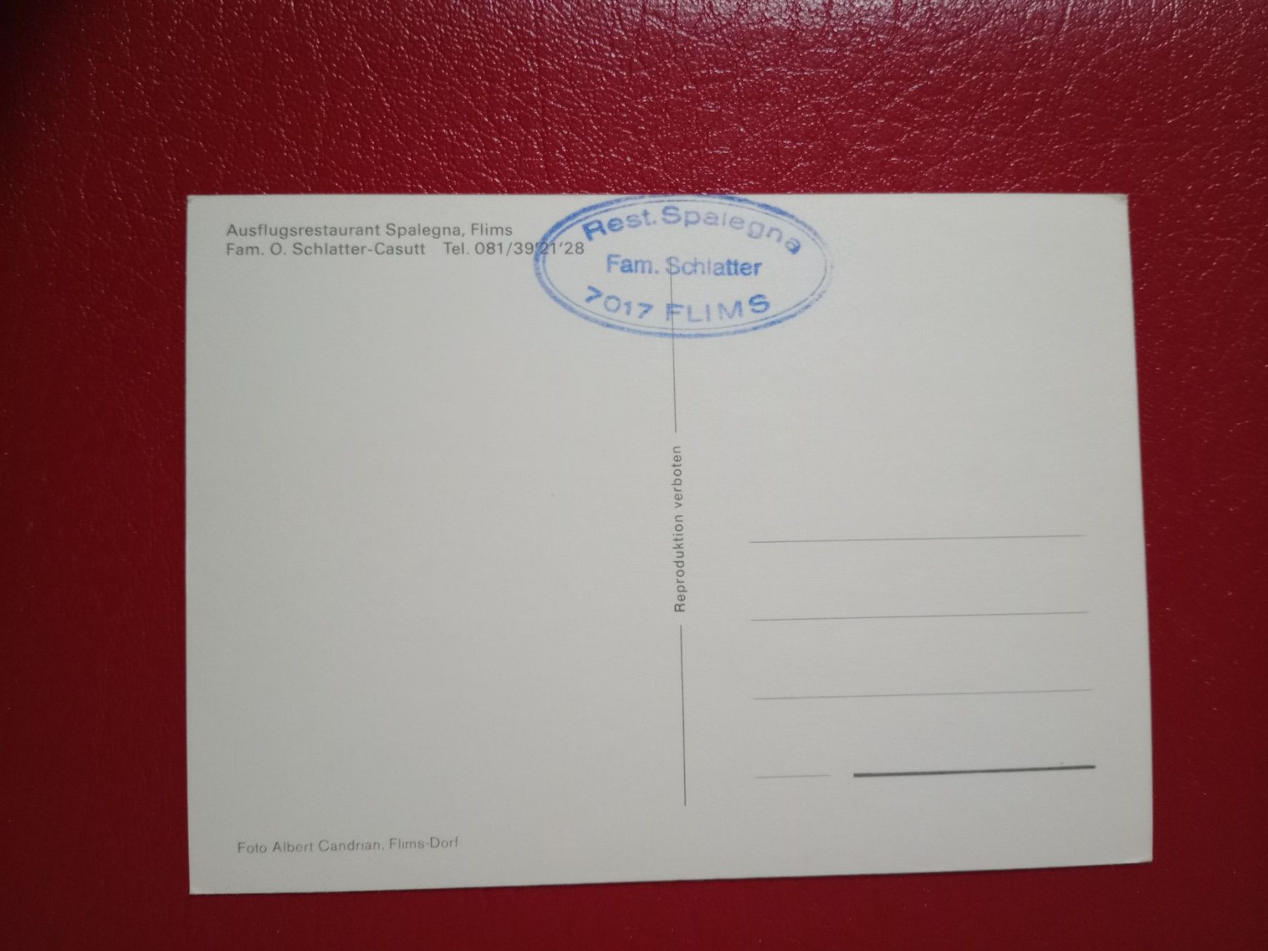 Cartoline postali: Films Restaurant Spalegna – Usato da Küttigen venduto da Melisch1000 1