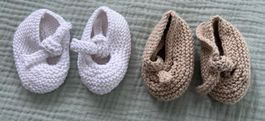 2 Paar Handgemachte Baby Schuhe / Finken , 0-3 Monate