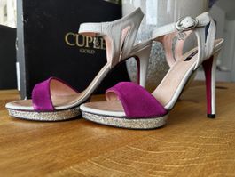 New!!Cuplé Gold Heels, Size 40, Purple Suede, Party Ready!