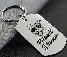EDELSTAHL SCHLÜSSELANHÄNGER, PITBULL MAMA, NEU