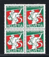 Pro Juventute 1932 4er-Block ⊞ postfrisch ** J61 Kat. 8.-