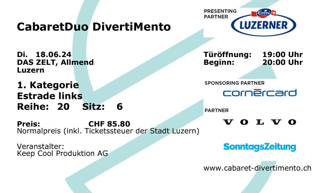Divertimento 2 Tickets 18. Juni 2024 Kaufen auf Ricardo