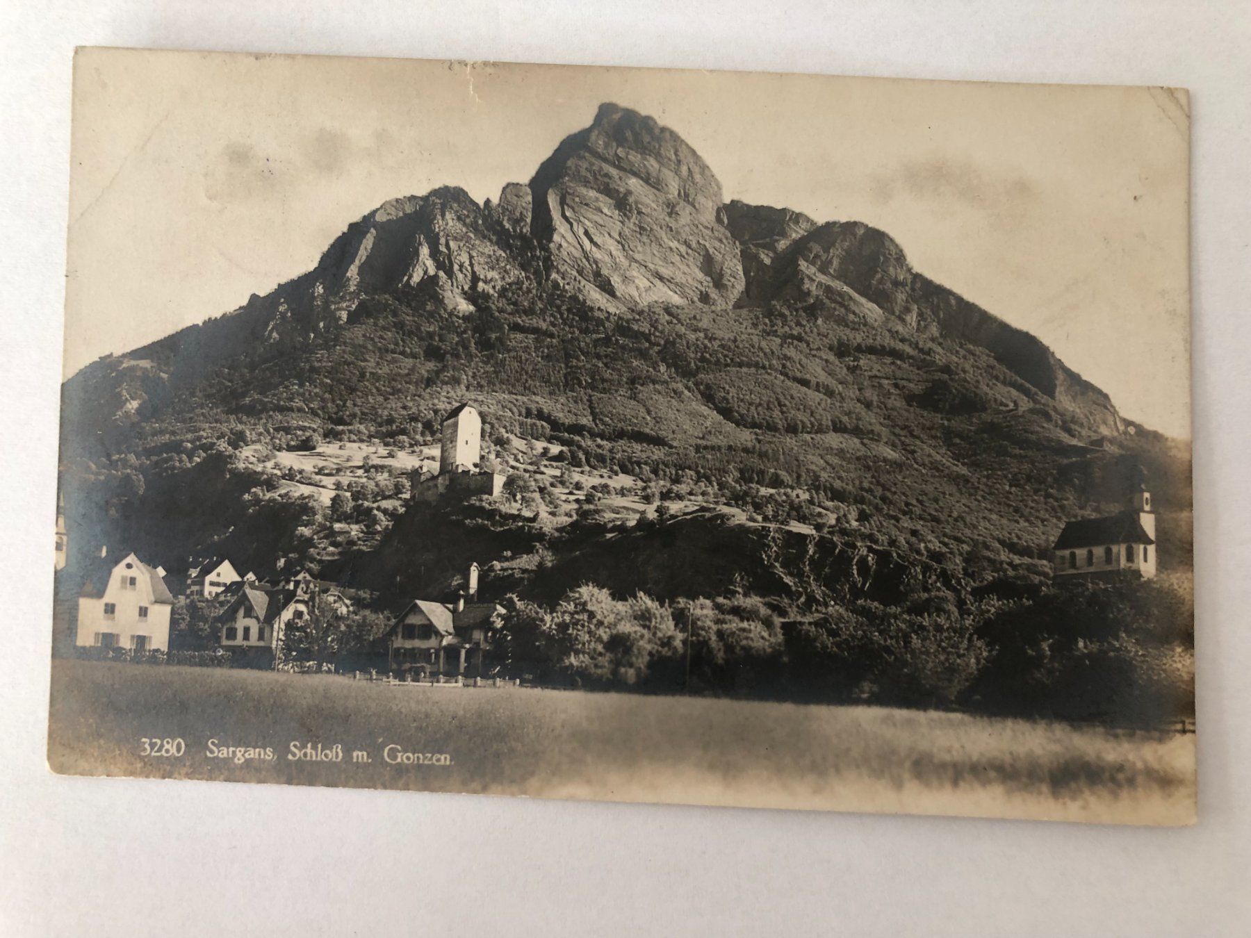 Ansichtskarten: Sargans  Schloss m Gonzen 1924 – Gebraucht aus Pfäffikon ZH von Waltoversand