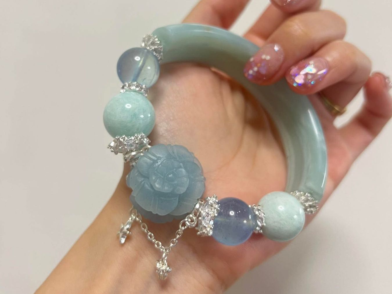 Bracciali & Braccialetti: Amazonit & Aquamarin Armband Unikat Handarbeit – Nuovo (secondo la descrizione) da St. Gallen venduto da Ammora 2