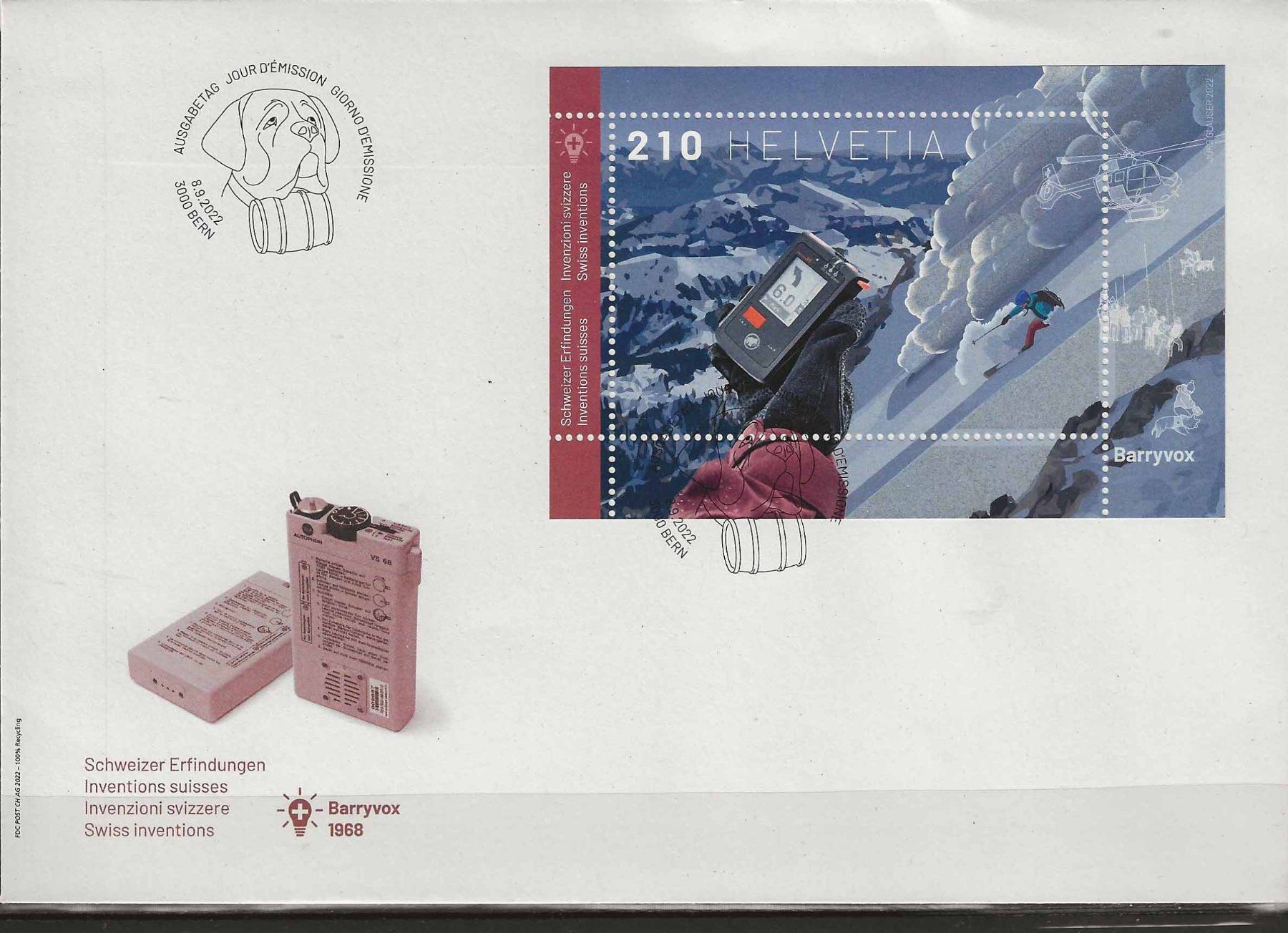 Tutti i francobolli: F1923 - FDC Invention suisse Barryvox – Usato da Trélex venduto da Phil_Albert