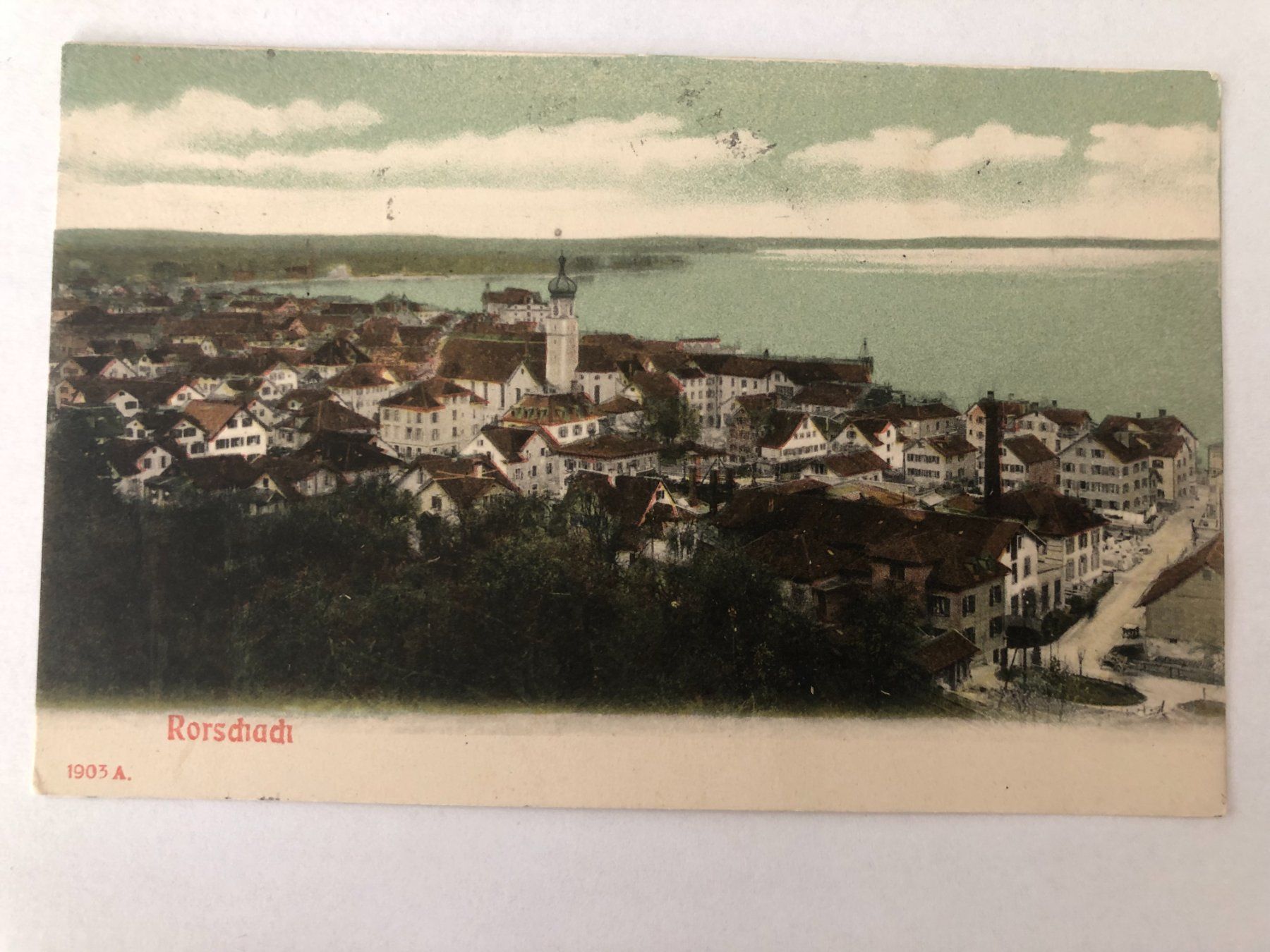 Cartoline postali: Rorschach  1908  (Handkoloriert?) – Usato da Pfäffikon ZH venduto da Waltoversand