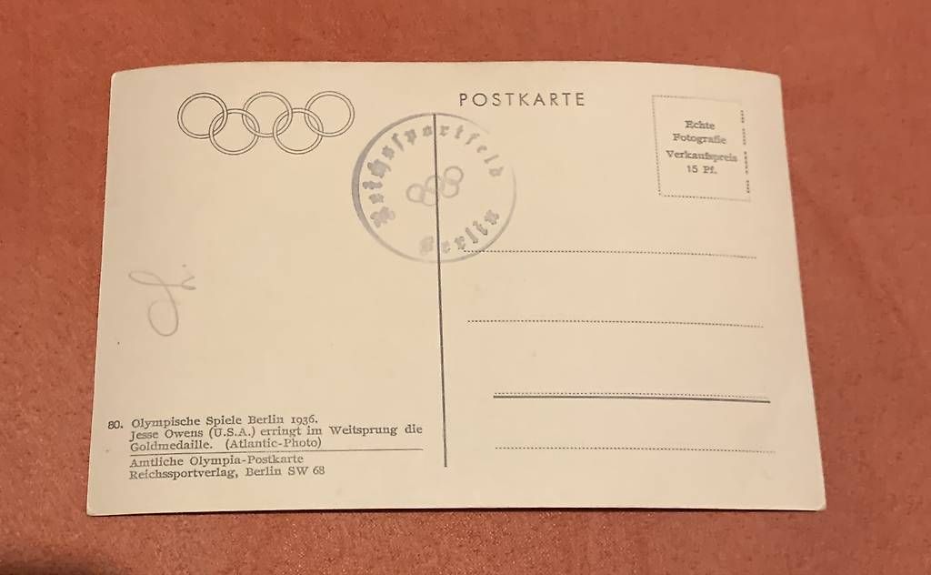 Cartoline postali: Carte postale JO 1936 Jesse Owens – Usato da Renens VD venduto da the_j68r 1