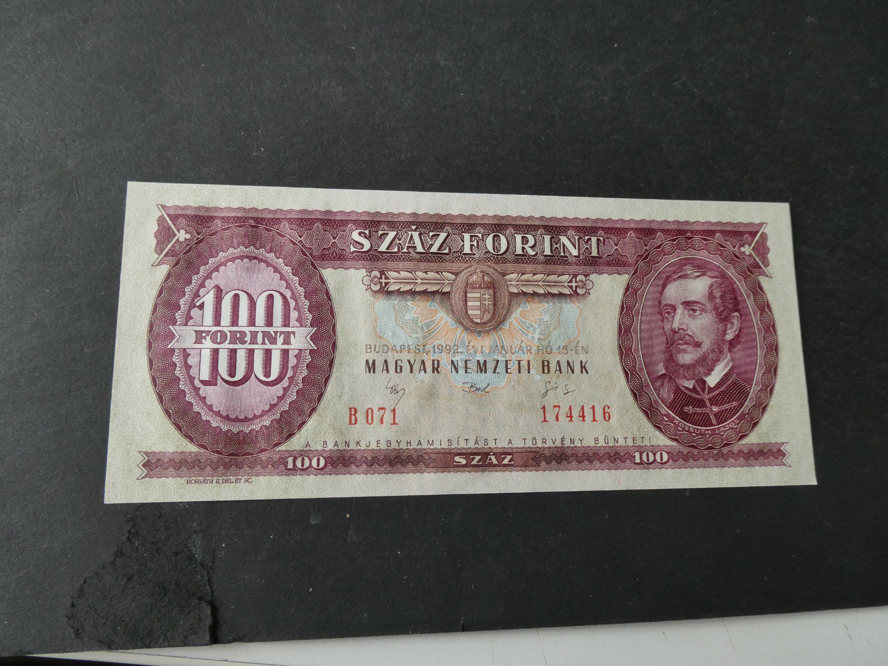 Banconote: Ungarn 1992, 100 Forint - ungefaltet – Usato da Hinterforst venduto da Rohusri