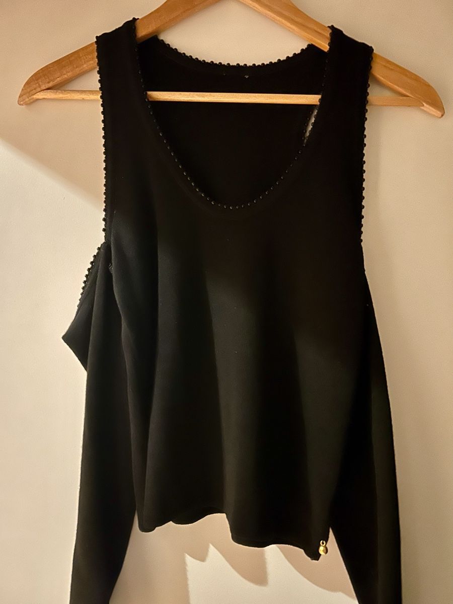 Top: Schwarzes Langarmshirt mit Perlen Gr. S – Nuovo (secondo la descrizione) da Muttenz venduto da cho_xj52