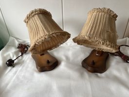2 Nostalgie Nachttischlampen Holz Vintage