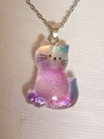 Kette mit Anhänger, Katze, silberfarben glitzer 🐈‍⬛