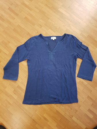 Blouse lin bleu Maison 123 Paris, manches 3/4, Taille S