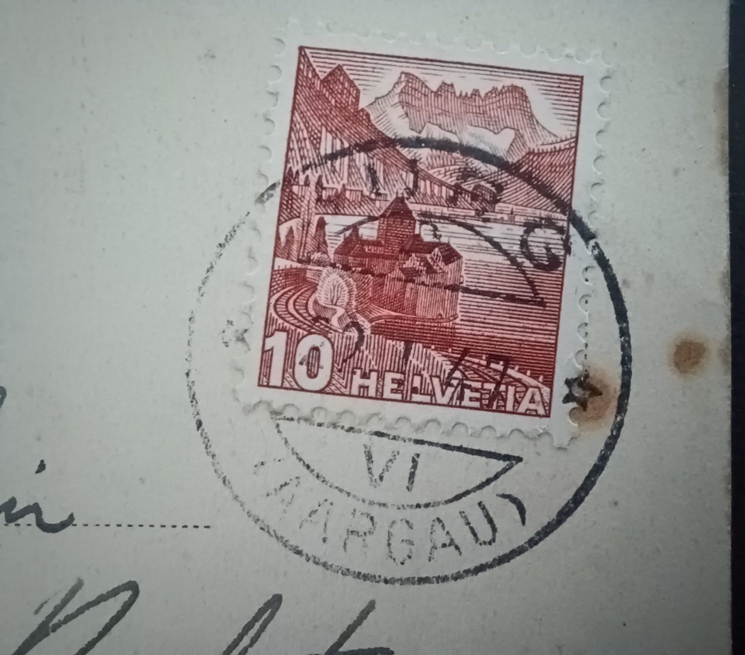 Cartoline postali: VS, Sitten (Sion) mit Schloss, 1947 – Usato da Aarau Rohr venduto da mgvw 4