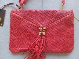 Sac pochette cuir rouge python Roberta M. - neuf étiqueté