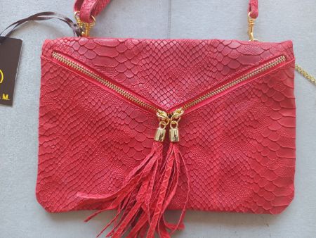 Sac pochette cuir rouge python Roberta M. - neuf étiqueté