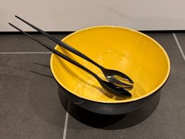 Alte Rössler Schüssel Schwarz Gelb Ø 23cm Designklassiker