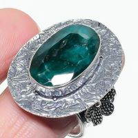 Skota Emerald Gemstone Handmade Silver Plated Jewelry Ring