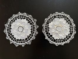 2er Set feine Schweizer Hand-Deckeli-Spitze, nostalgisch,...