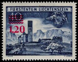 Liechtenstein 1.20 a. 40 Rp. Provisorium - postfrische Marke
