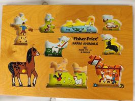Vintage Holzpuzzle zum Englischlernen
