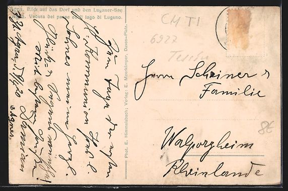 Cartoline postali: Agra, Blick auf das Dorf und den Luganer – Usato da Berlin venduto da bartko-reher 1