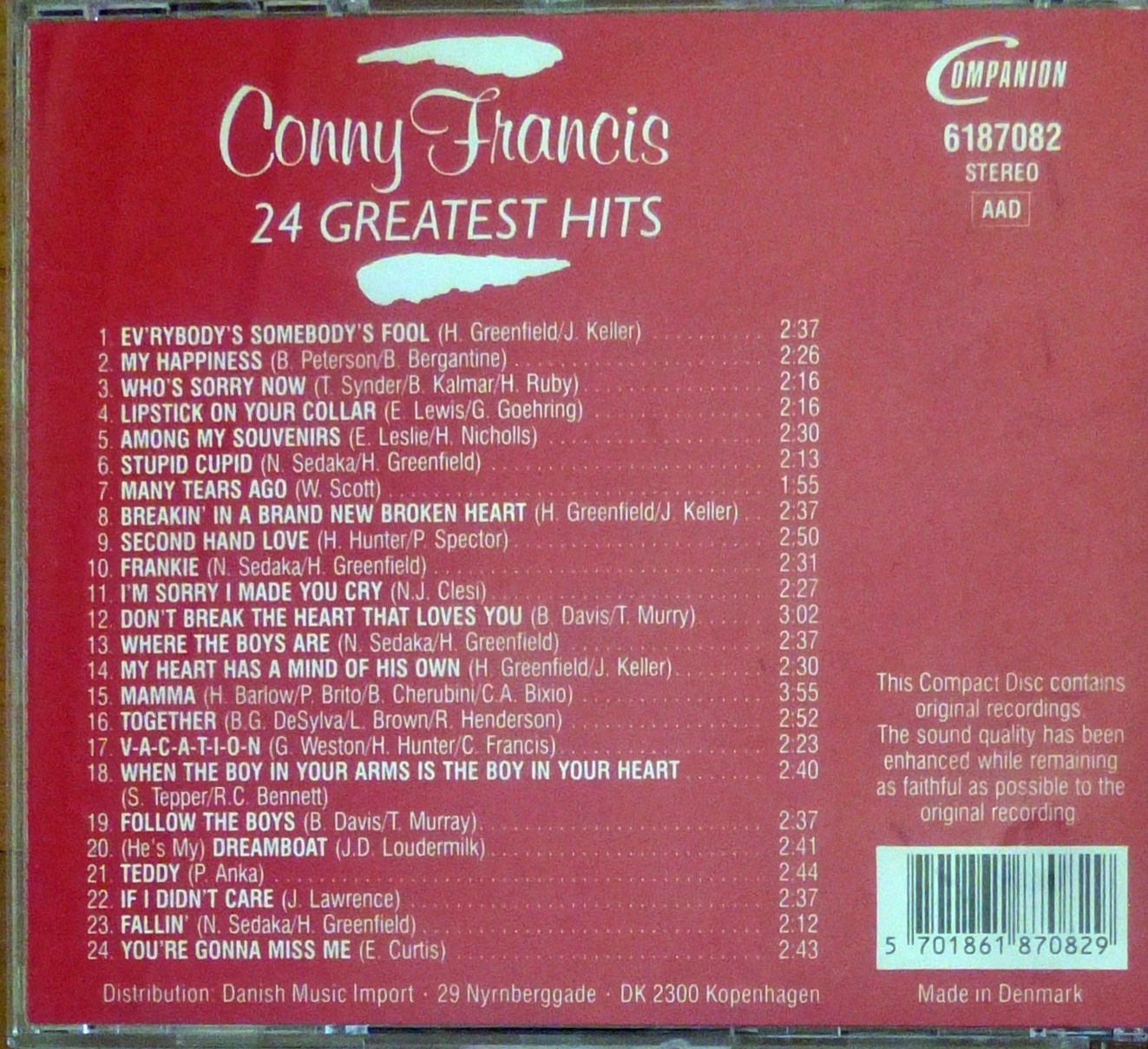 CDs: Conny Francis - Greatest Hits – D'occasion à Dietikon par immortal-stars 1