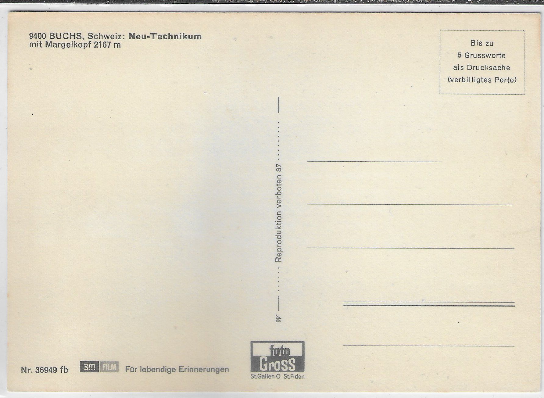 Cartes postales: Buchs SG - Neu-Technikum – D'occasion à Ettingen par Kartenplanet 1