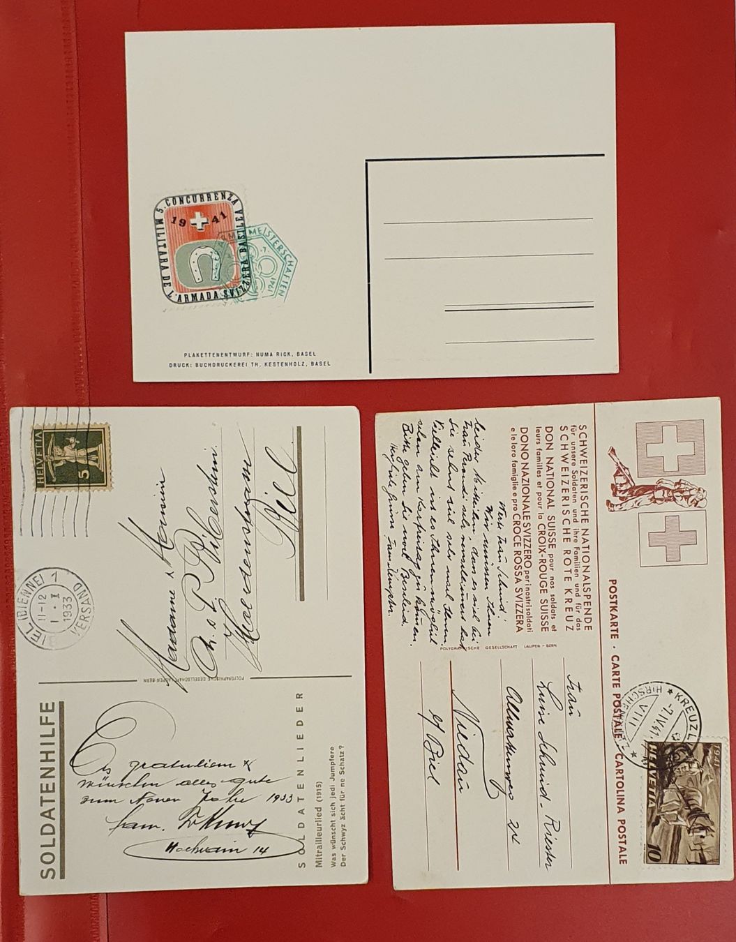 Cartoline postali: 3 Ansichtskarten - Soldatenmotiv – Usato da Kreuzlingen venduto da Rschweiz1 4