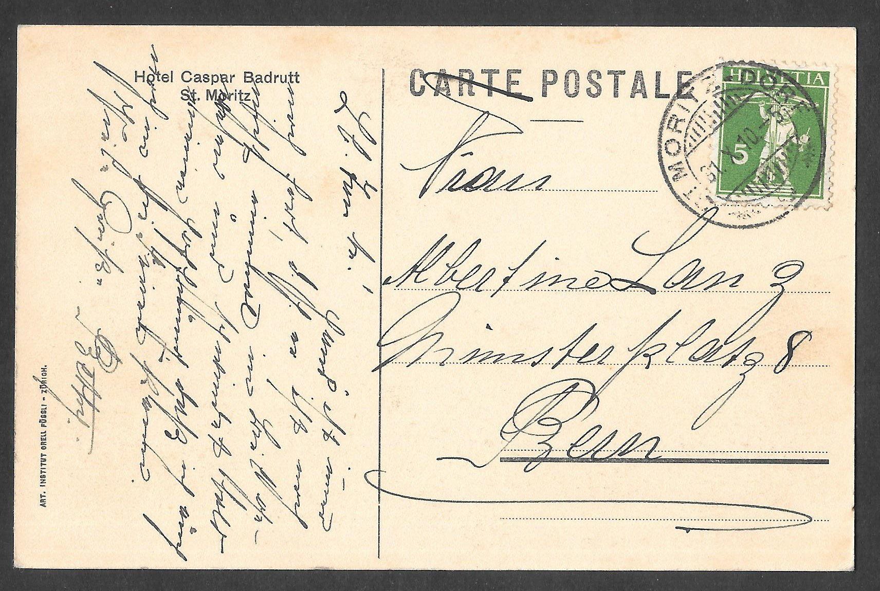 Cartoline postali: St. Moritz Hotel Caspar Badrutt Esssaal – Usato da Olten venduto da clotaldi 1