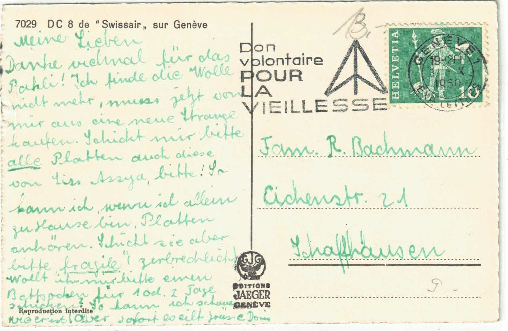 Cartoline postali: DC 8 de "Swissair" sur Geneve – Usato da Ettingen venduto da Kartenplanet 1