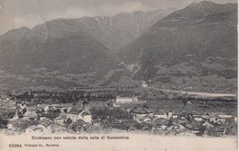 AK Giubiasco con veduta della valle di Sementina 1906
