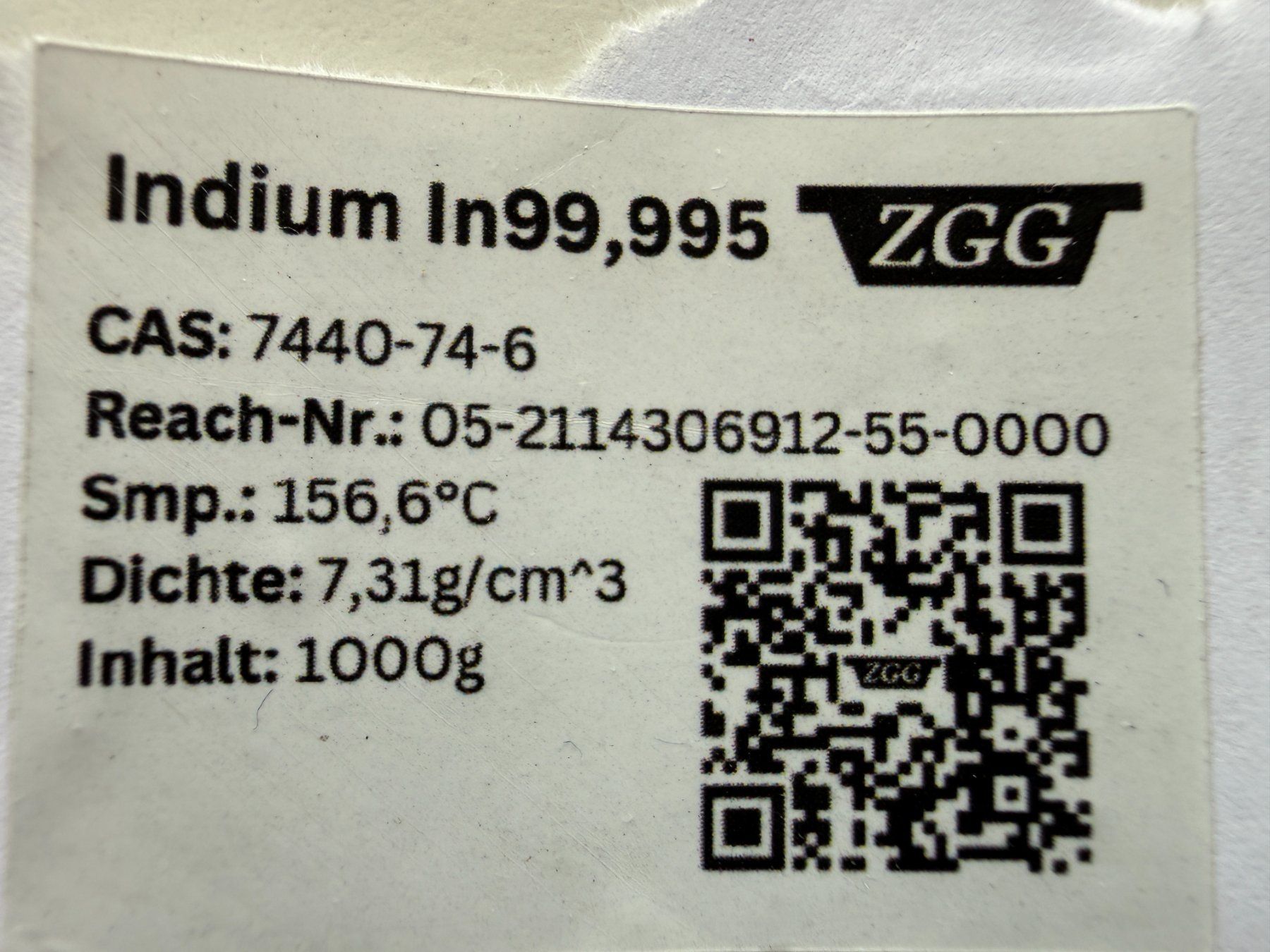 Metalli preziosi: Indium Barren, >99,99%. 113 g – Nuovo (secondo la descrizione) da Lützelflüh-Goldb venduto da Elementis 3