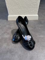 Polo Elegant Buckled Black Leather Pumps, size 39