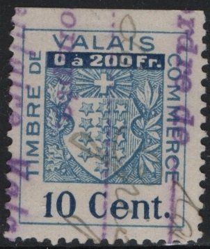Tutti i francobolli: 10 Cent. Fiskalmarke vom Kanton WALLIS – Usato da Eglisau venduto da Chperfins