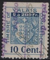 10 Cent. Fiskalmarke vom Kanton WALLIS