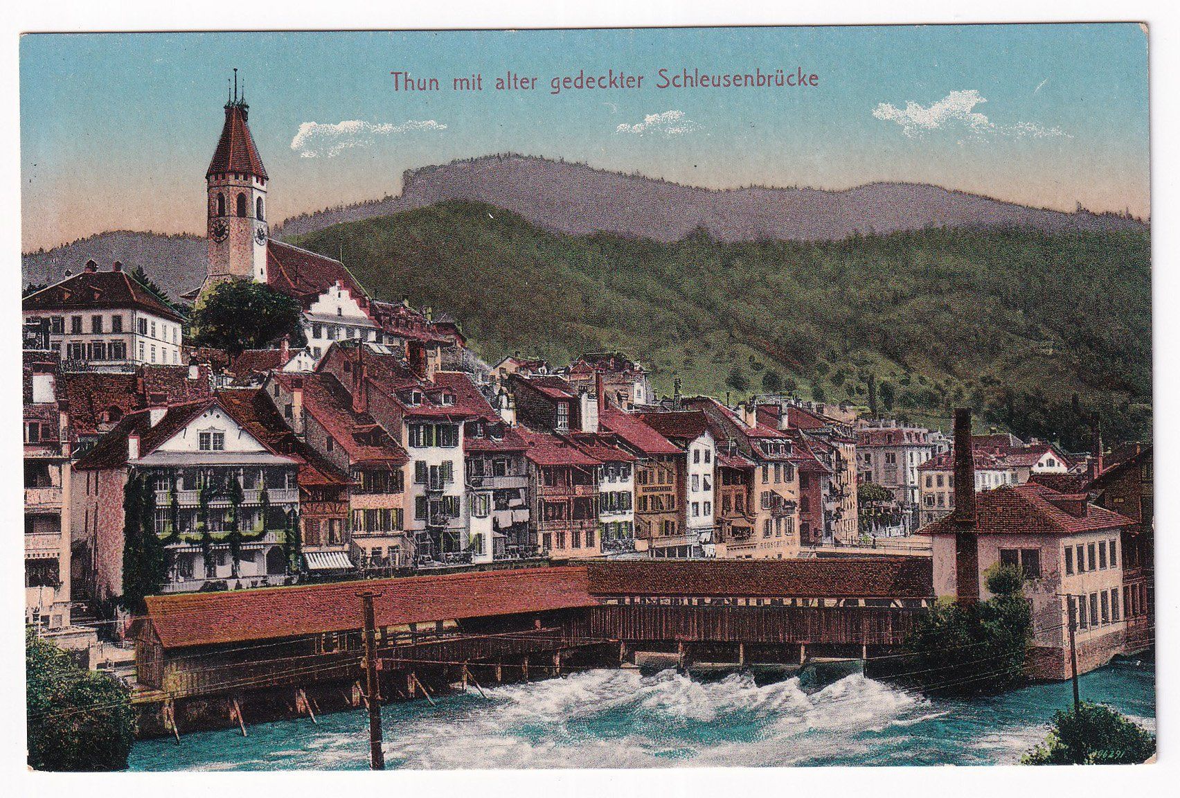 Ansichtskarten: Thun mit alter gedeckter Schleusenbrücke – Gebraucht aus Cormoret von Pascalll2001 1