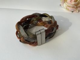 Modisches Mesh-Armband geflochten – Tricolor (Silber, Kupfer
