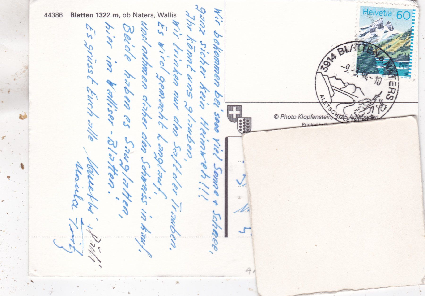 Cartoline postali: Blatten ob Naters Seilbahn Postauto 1994 – Usato da Herisau venduto da Lisegrat2008 1