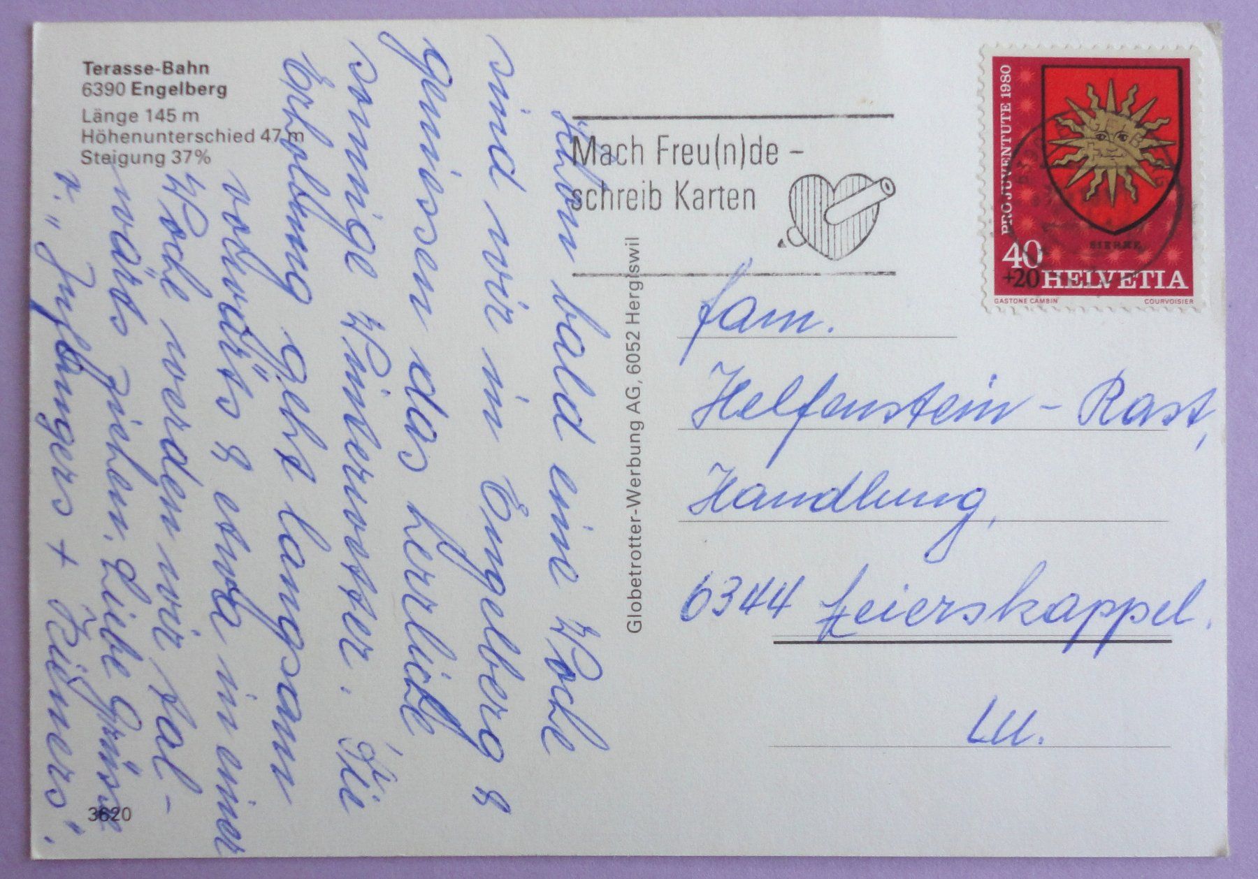 Cartoline postali: Terasse-Bahn, Engelberg – Usato da Fétigny venduto da Billy2miny 1
