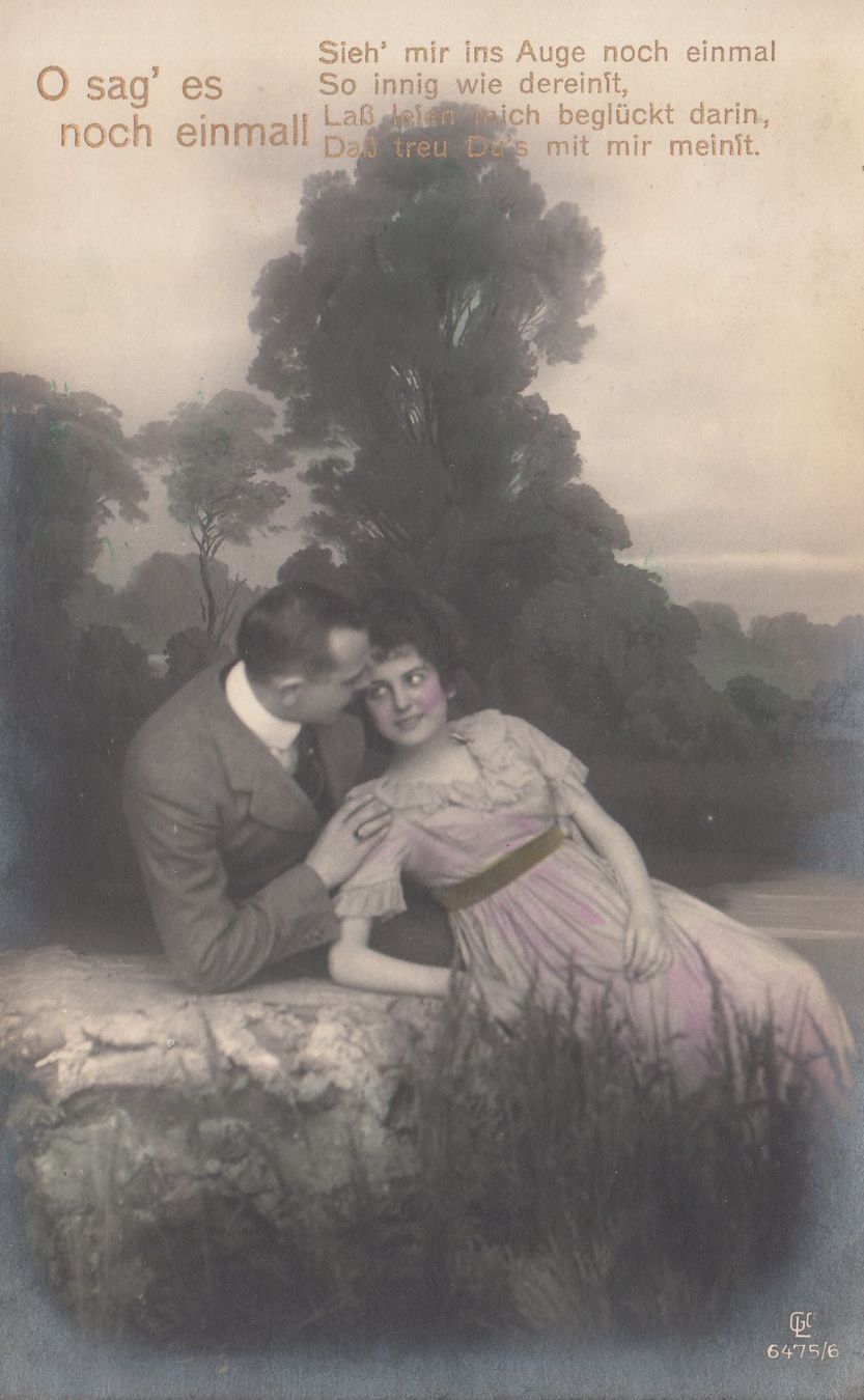 Cartoline postali: Kitschkarte "O sag es noch eimal"  5 Stück ca. 1930 – Usato da Bürglen TG venduto da StampGraf 5
