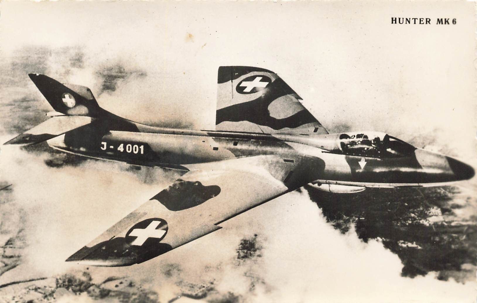 Cartoline postali: Schweizer Luftwaffe Hawker Hunter Mk 6 – Usato da Biasca venduto da Blenio71