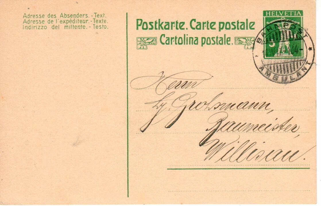 Tutti i francobolli: PK, Bahnpost Root 1917 – Usato da Wolhusen venduto da Curver9