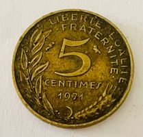 Münze Frankreich 5 Centimes 1971 guter Zustand XF-45