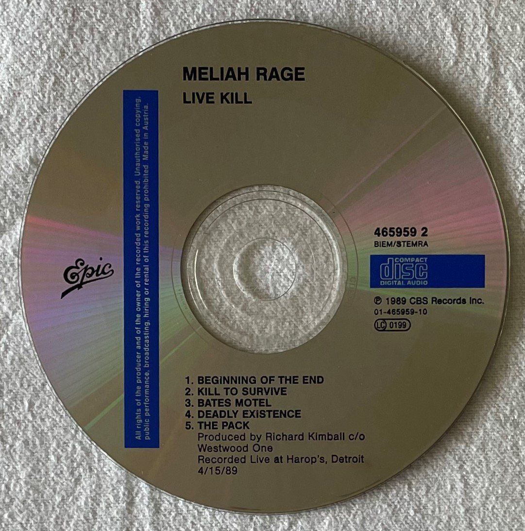 CDs: Meliah Rage – Live Kill - CD - 1989 - First Press – Gebraucht aus Uster von Zardodel 2
