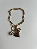 Goldfarbenes Armband mit Herz, Stern und Strass - Neuwertig