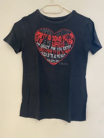 Talco T-Shirt, ca. Grösse S, schwarz mit Herzmotiv