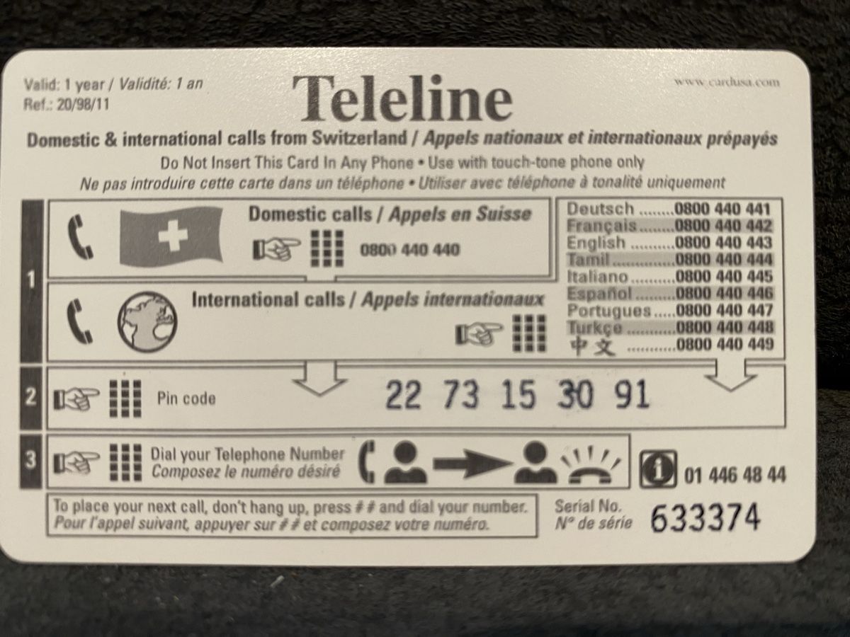 Cartes de téléphone: Teleline – D'occasion à Lausanne par babacard10 1